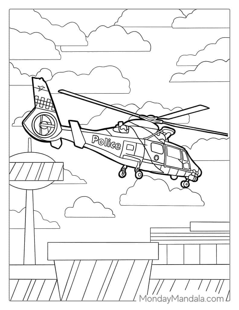 Helicopter coloring pages free pdf printables