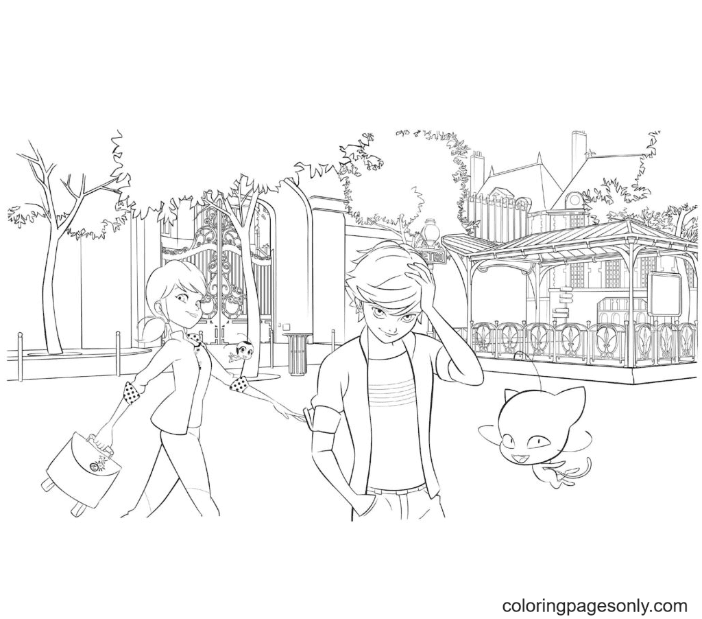 Ladybug and cat noir coloring pages printable for free download