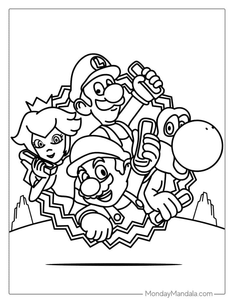 Mario coloring pages free pdf printables