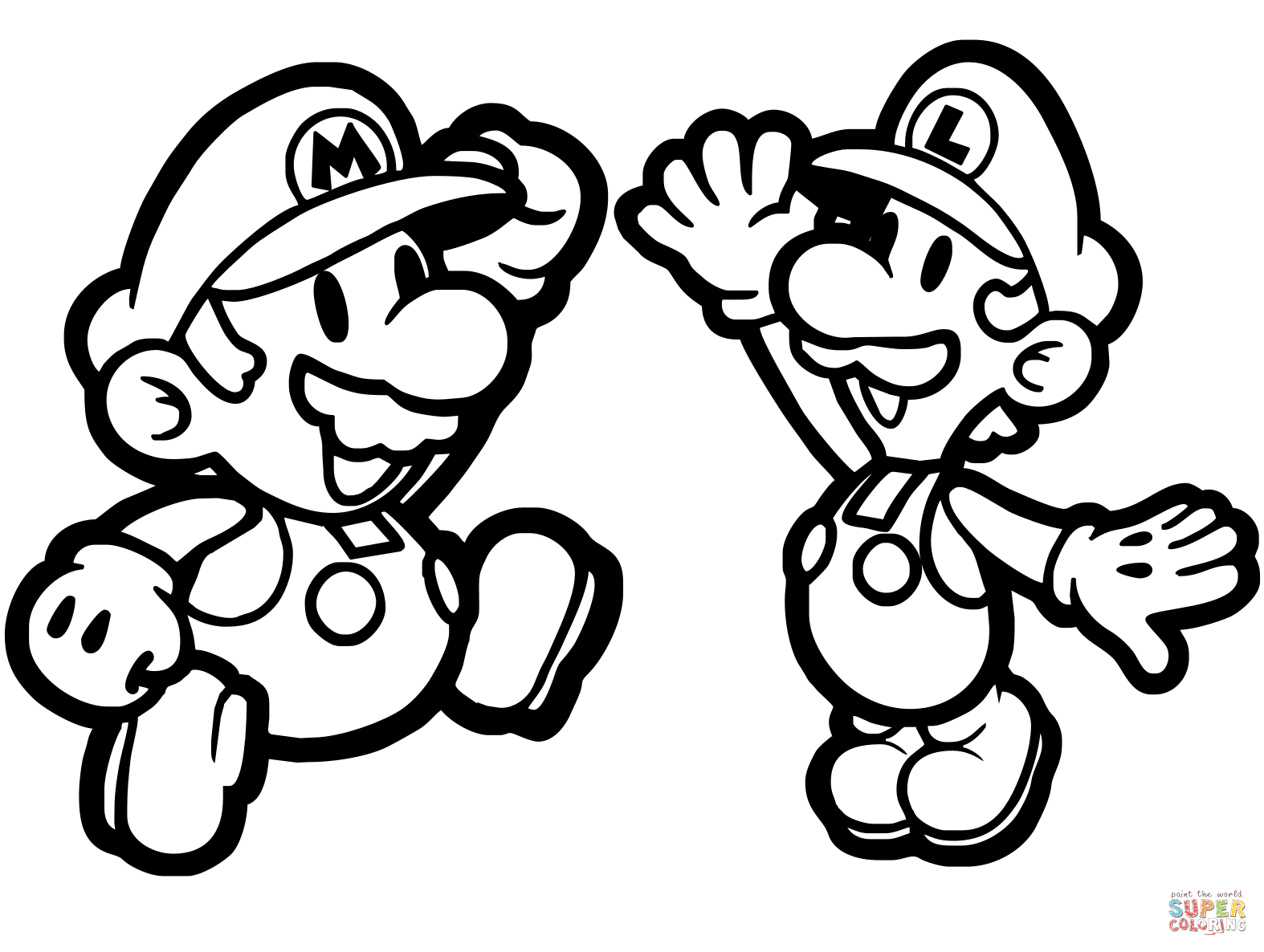 Paper mario and luigi coloring page free printable coloring pages