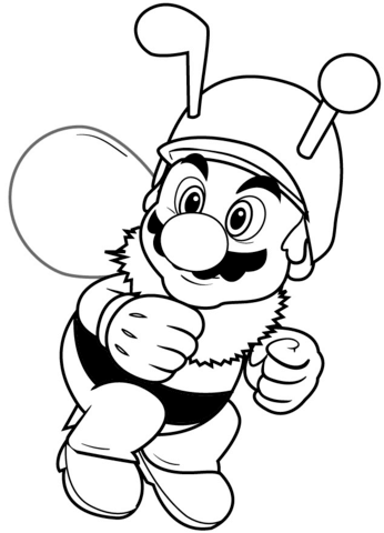 Bee mario coloring page free printable coloring pages
