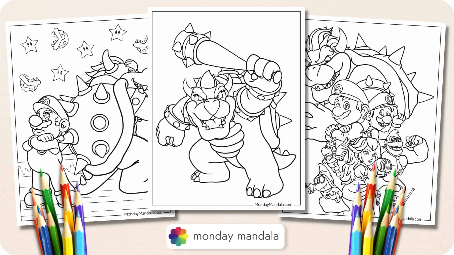 Bowser coloring pages free pdf printables