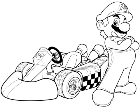 Mario in mario kart wii coloring page free printable coloring pages