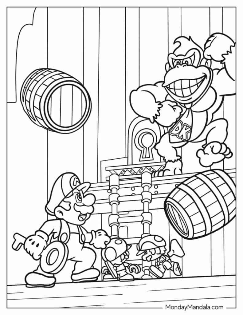 Donkey kong coloring pages free pdf printables