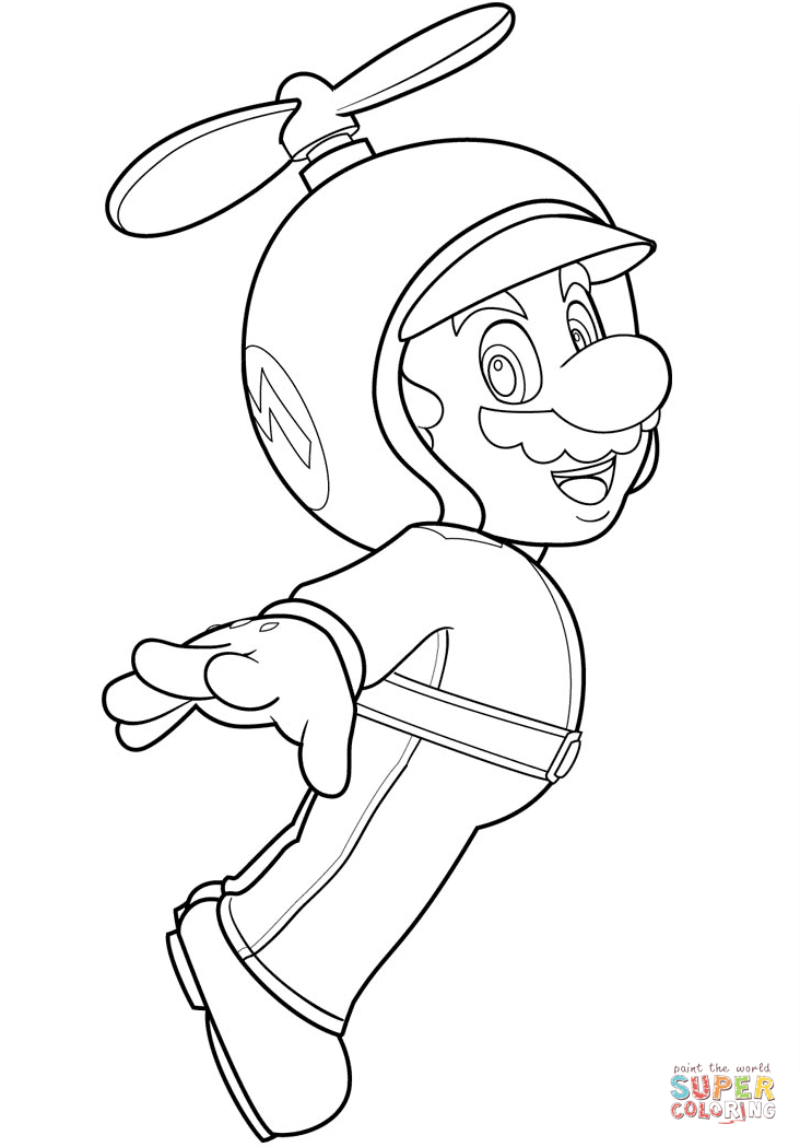 Propeller mario coloring page free printable coloring pages