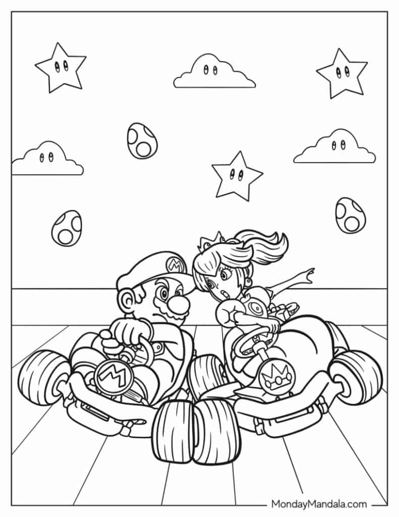 Mario kart coloring pages free pdf printables