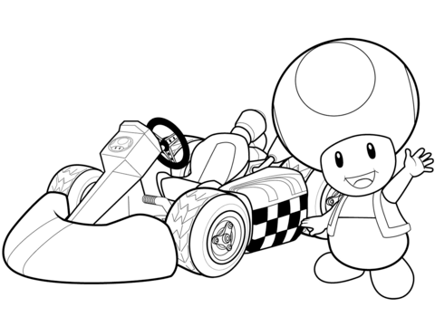 Toad in mario kart wii coloring page free printable coloring pages