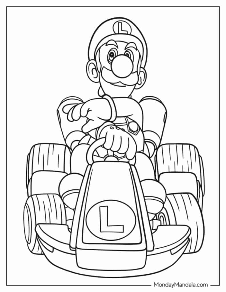 Mario kart coloring pages free pdf printables