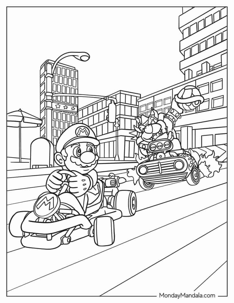 Mario kart coloring pag free pdf printabl mario kart coloring pag mario