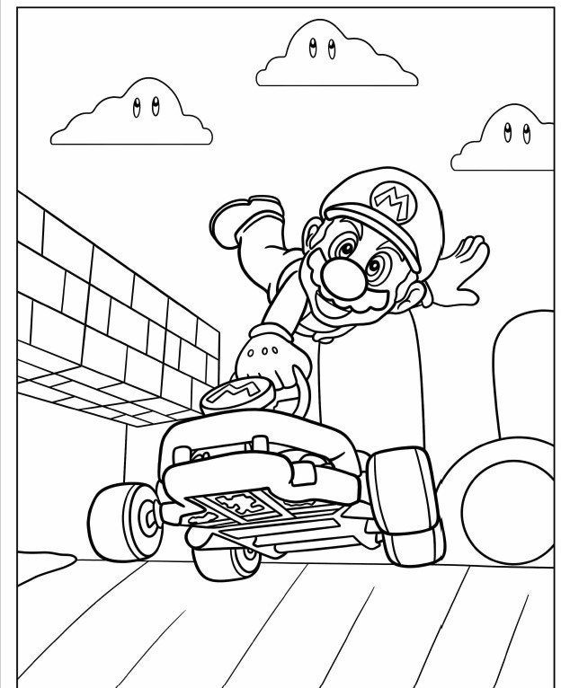 Printable pages mario kart coloring book