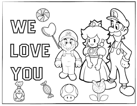 Printable super mario coloring page for birthday personalized with name active