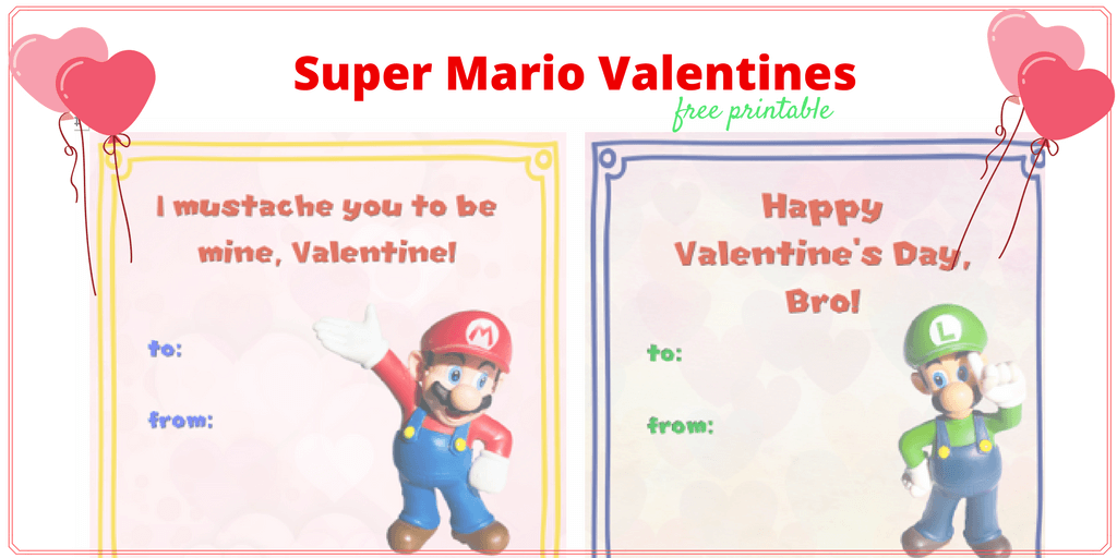 Free printable super mario valentines for classroom exchanges