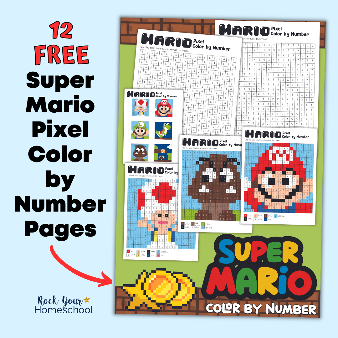 Super mario pixel coloring pages