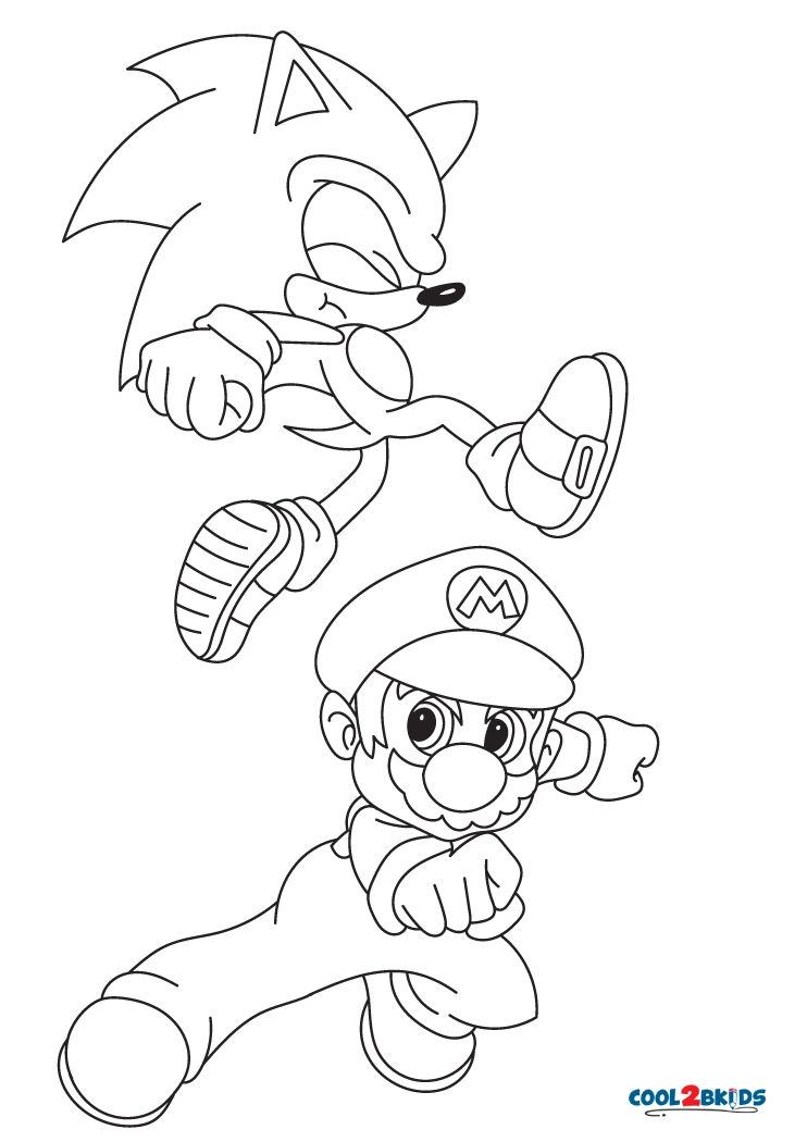 Free printable mario and sonic coloring pages for kids