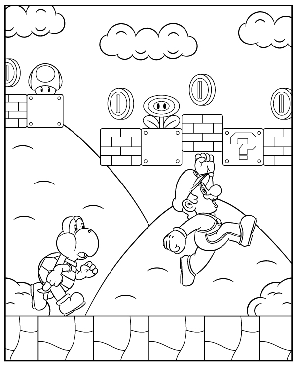 Super mario game coloring page