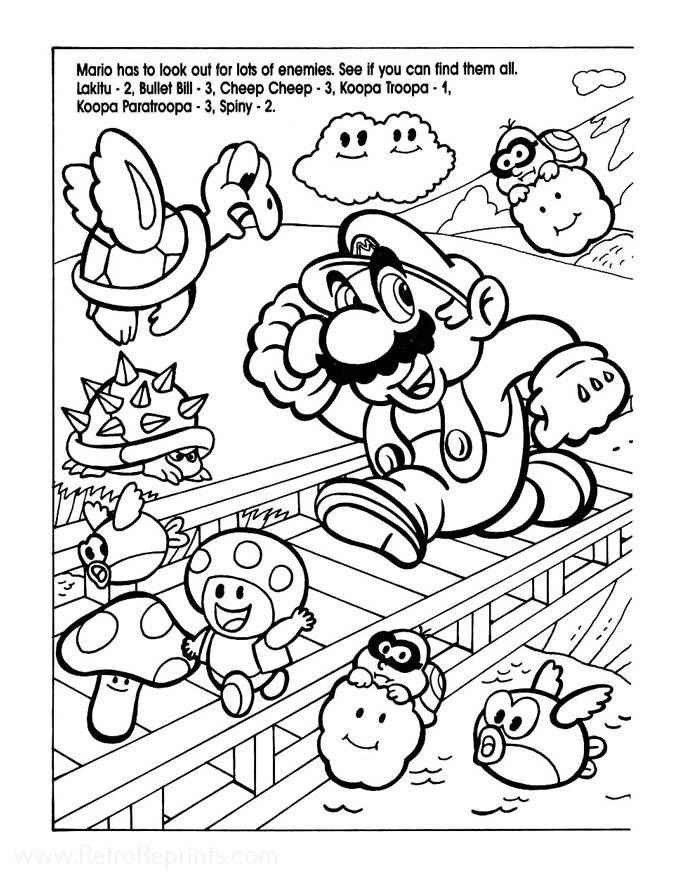 Super mario bros coloring pages coloring books at retro reprints