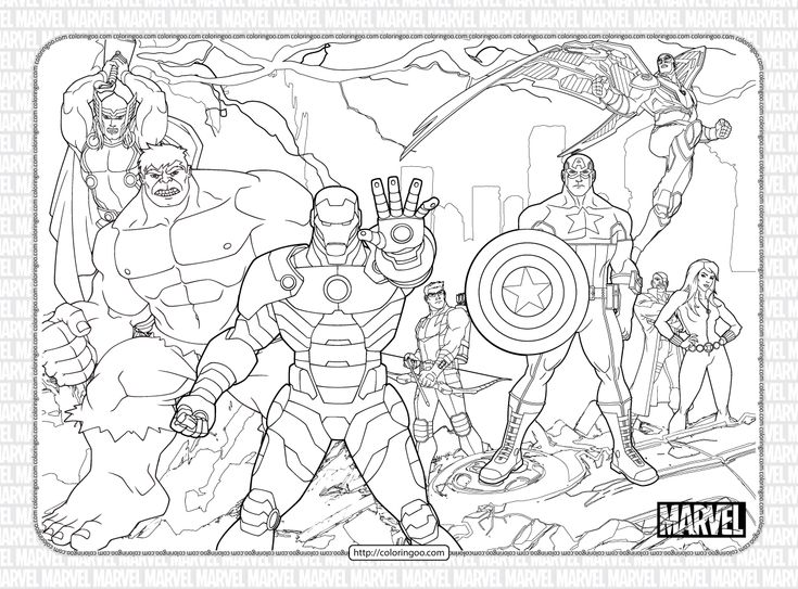 Printable marvel heroes pdf coloring page avengers coloring pages marvel coloring coloring books