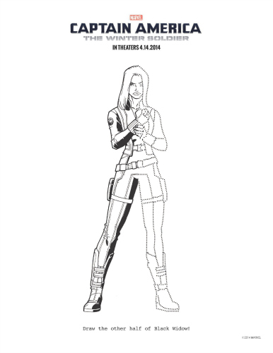 Printable captain america the winter soldier black widow coloring page