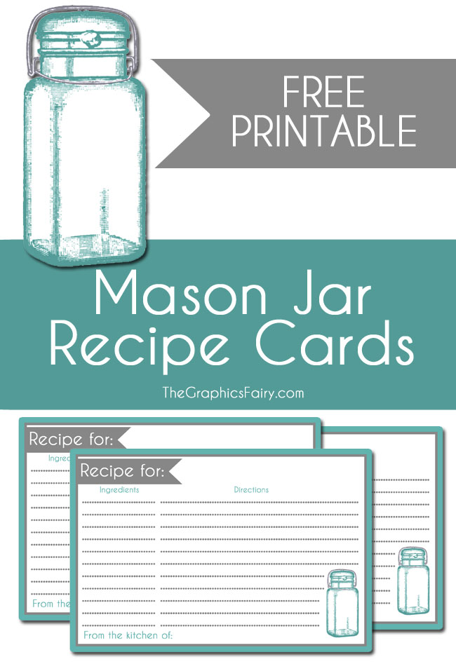 Mason jar recipe card printable