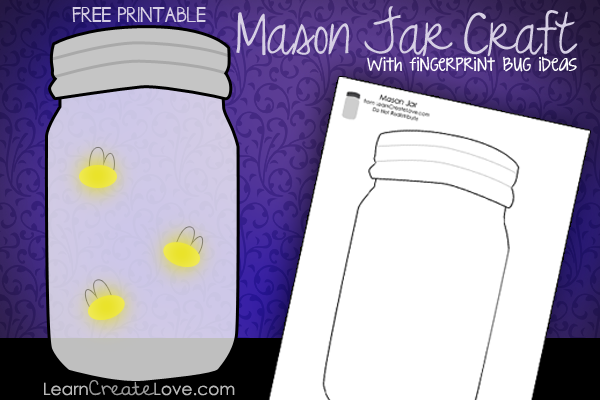 Printable mason jar craft w fingerprint bugs