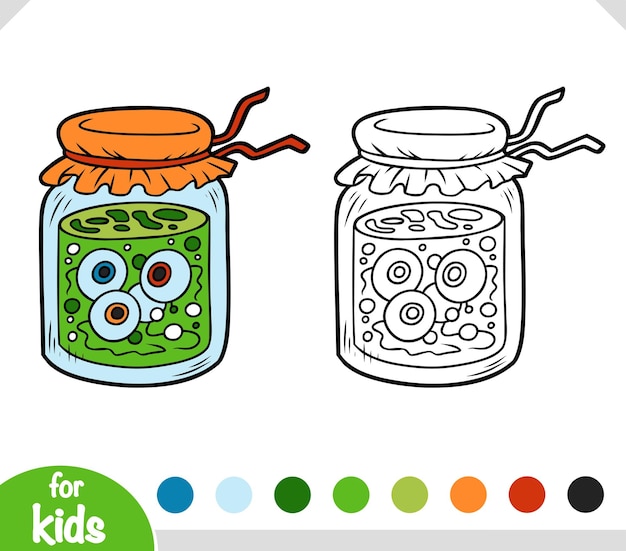 Premium vector coloring book for kids jar of witch potion