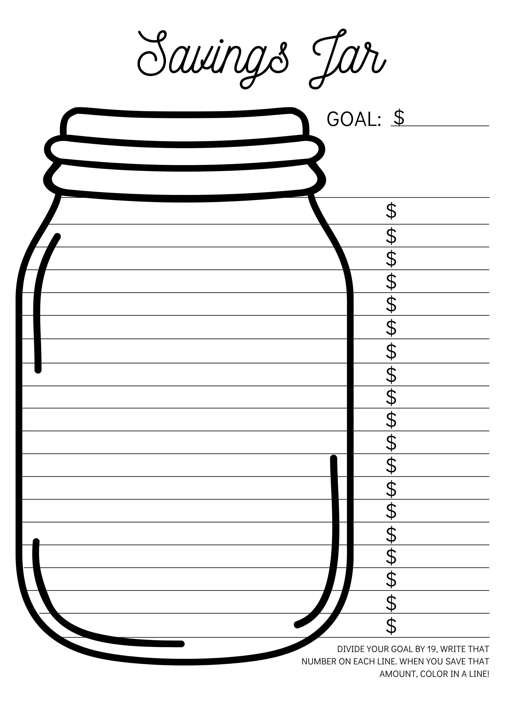 Savings tracker instant download savings jar