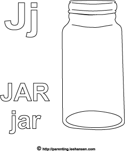 Jar alphabet letter j coloring page