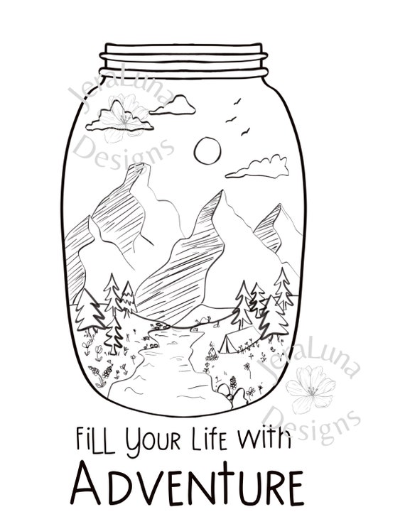 Mason jar collection printable coloring pages pack downloadable pdf