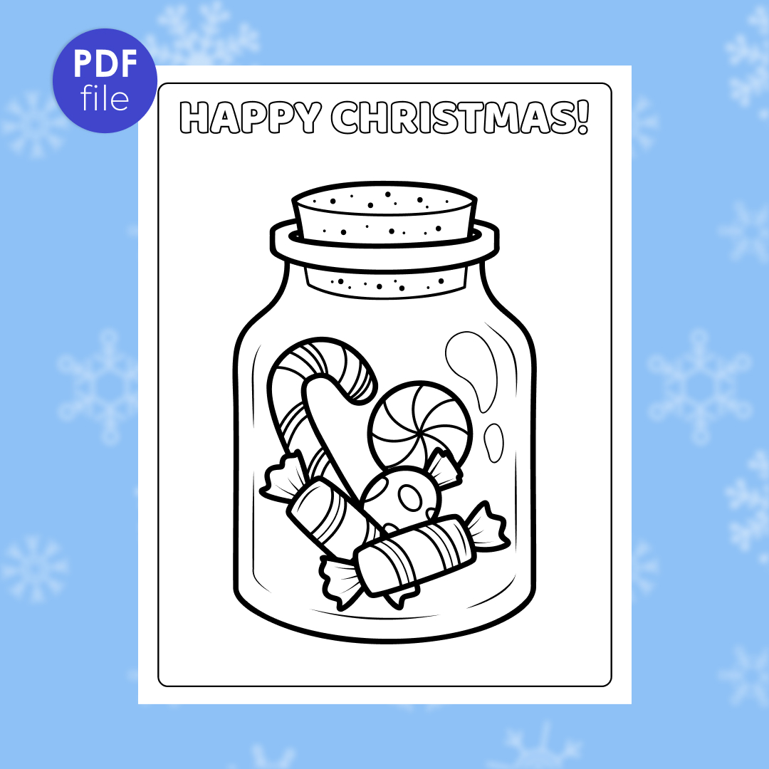 Jar of christmas candy colouring page christmas printable c