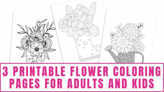 Printable flower coloring pages for adults kids