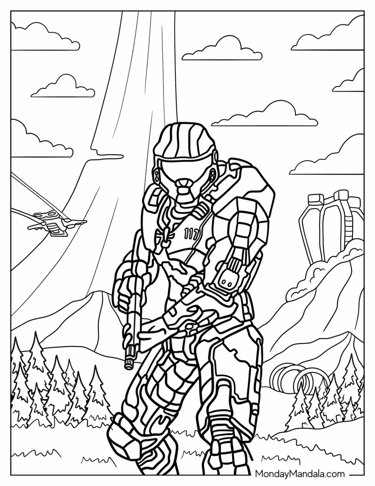 Halo coloring pages free pdf printables