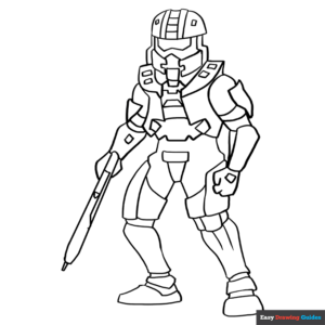 Master chief from halo coloring page easy drawing guides