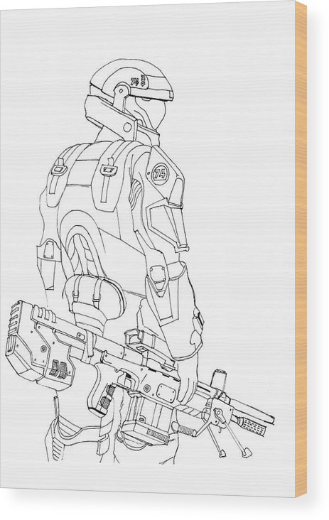 Halo master chief wood print by petar lazarov