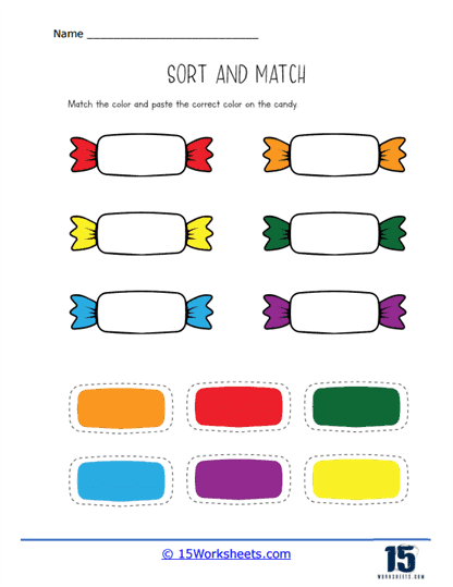 Sort and match colors worksheets