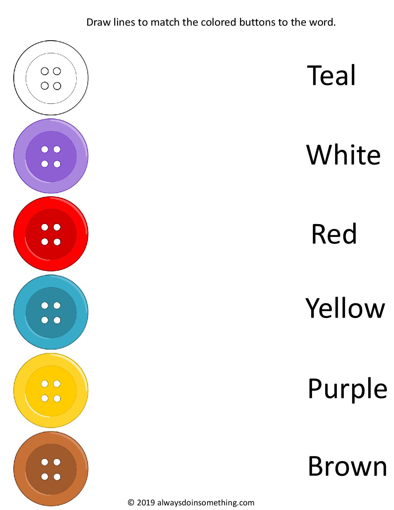 Button color matching worksheets made by teachers