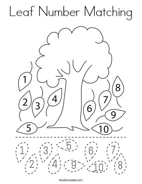 Leaf number matching coloring page