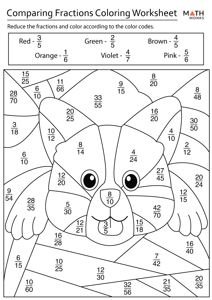 Fraction coloring worksheets