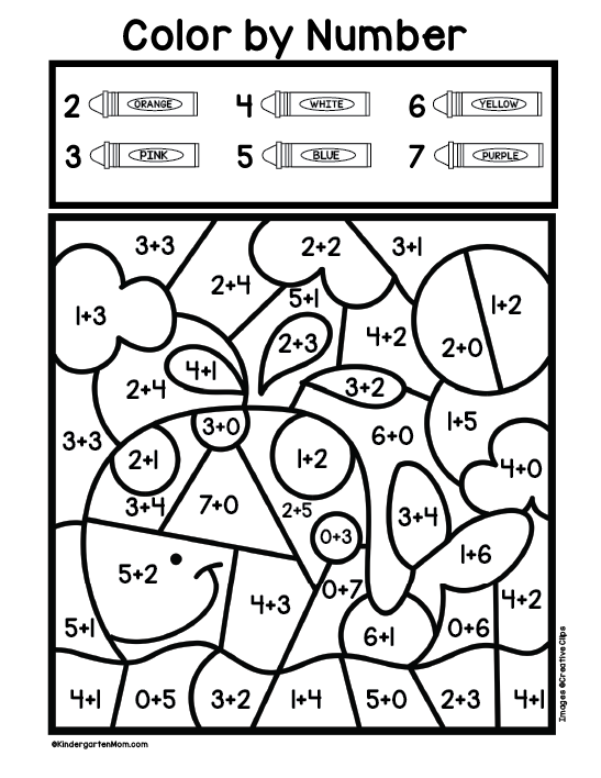 Addition color by number worksheets