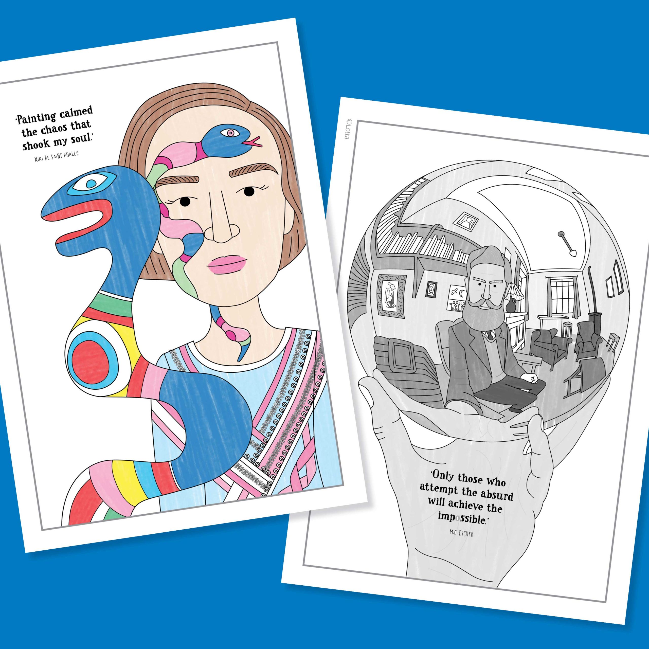 Famous artist colouring pages