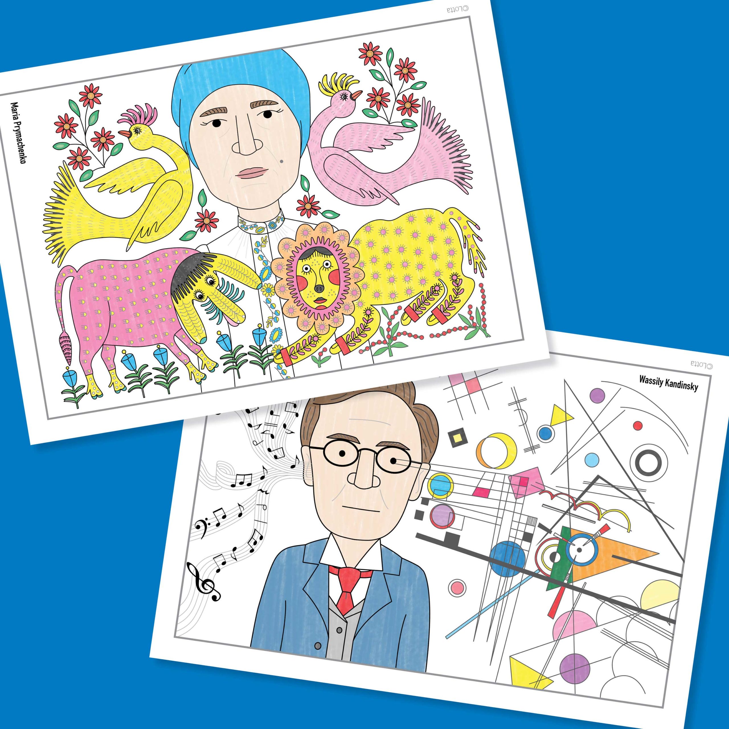 Famous artist colouring pages