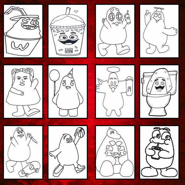 The grimace shake mcdonalds coloring bookprintable pdf