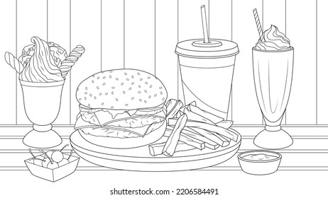 Thousand coloring book food royalty