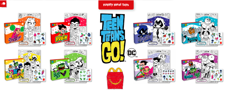 New teen titan go toys in a mcdonalds happy meal and a free printable activity â