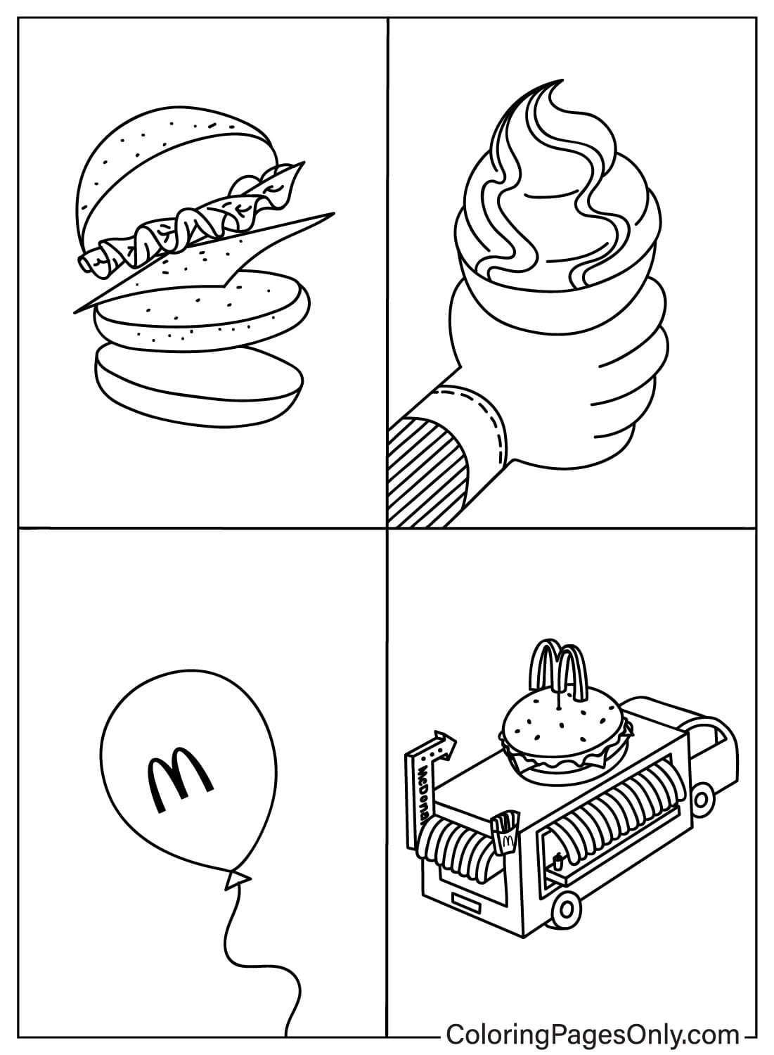 Mcdonalds coloring page to printable