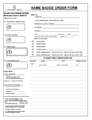 Printable mcdonalds crew application forms and templates