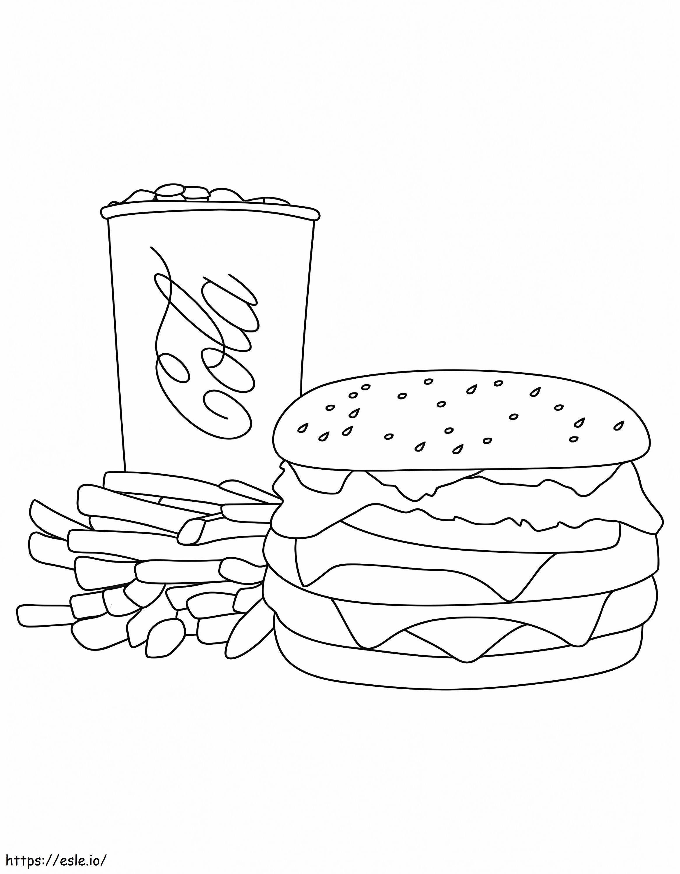 A mcdonalds food combo to color coloring page