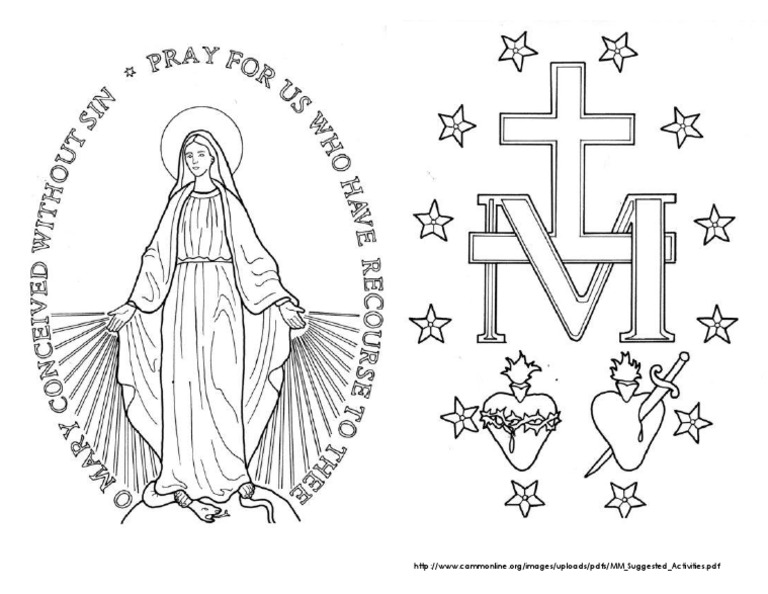 Miraculous medal coloring page pdf