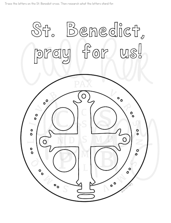 St benedict medal worksheet printable coloring page sheet liturgical year catholic resources for kids feast day prayer activities jesus