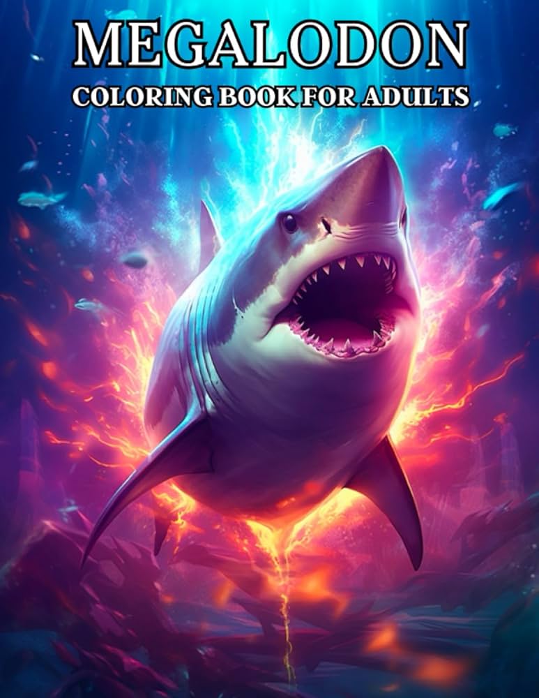 Megalodon coloring book for adults megalodon shark designs with fish and ocean patterns stress relief and relaxation jeva marike books