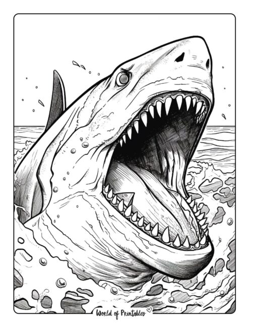 Shark coloring pages for kids adults